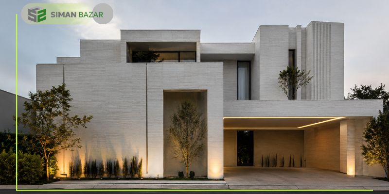 نمای سیمان سفید مدرن 