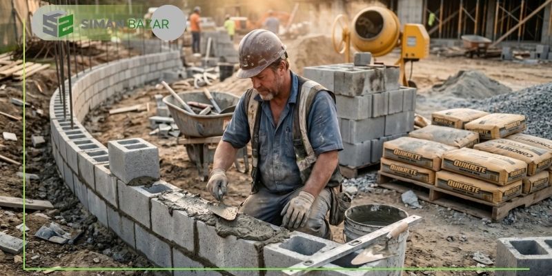 سیمان در هر متر مربع دیوار بلوک سیمانی