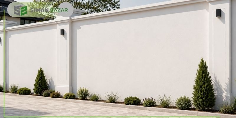 طراحی دیوار حیاط با سیمان سفید
