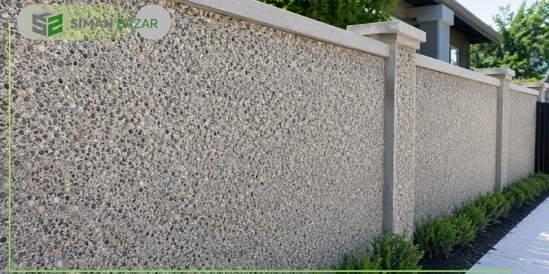 طرح سیمان شسته برای دیوار حیاط 1