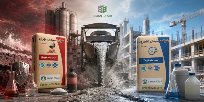 فرق سیمان تیپ 5 و تیپ 2 در افزودنی‌های بتن
